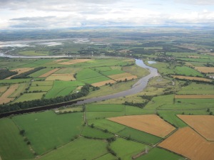 The meandering R Eden, with Rockcliffe marsh beyond. Peatwath was probably near the river mouth (photo: Ann Lingard)
